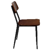 Stackable Industrial Dining Chair with Gunmetal Steel Frame and Rustic Wood Seat, Set of 2, 2-XU-DG-60725-GG