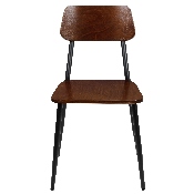 Stackable Industrial Dining Chair with Gunmetal Steel Frame and Rustic Wood Seat, Set of 2, 2-XU-DG-60725-GG