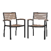 2 Pack Faux Teak Patio Chairs, 2-XU-DG-HW6006-GG