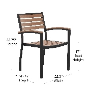 2 Pack Faux Teak Patio Chairs, 2-XU-DG-HW6006-GG