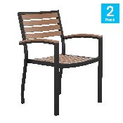 2 Pack Faux Teak Patio Chairs, 2-XU-DG-HW6006-GG