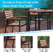 2 Pack Faux Teak Patio Chairs, 2-XU-DG-HW6006-GG