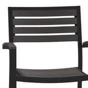 Lark Set of 2 Outdoor Stackable Faux Teak Side Chairs - Commercial Grade Black Aluminum Patio Chairs with Synthetic Gray Wash Faux Teak Slats, 2-XU-DG-HW6006-GY-GG