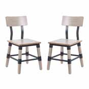 Jackson 2 Pack Commercial Grade Rustic Antique White Industrial Wood Dining Chair, 2-XU-DG-W0236-ANTWHT-GG