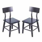 Jackson 2 Pack Commercial Grade Rustic Black Industrial Wood Dining Chair, 2-XU-DG-W0236-BLK-GG