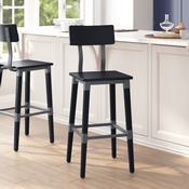 Jackson 2 Pack Commercial Grade Rustic Black Industrial Wood Dining Barstool, 2-XU-DG-W0236B-BLK-GG