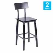 Jackson 2 Pack Commercial Grade Rustic Black Industrial Wood Dining Barstool, 2-XU-DG-W0236B-BLK-GG