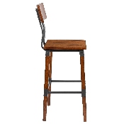 2 Pack Rustic Antique Walnut Industrial Wood Dining Barstool, 2-XU-DG-W0236B-GG