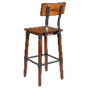 2 Pack Rustic Antique Walnut Industrial Wood Dining Barstool, 2-XU-DG-W0236B-GG