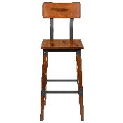 2 Pack Rustic Antique Walnut Industrial Wood Dining Barstool, 2-XU-DG-W0236B-GG