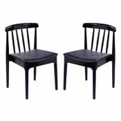 Chester Set of 2 Commercial Grade Solid Wood Black Dining Chairs with Curved Spindle Backrests and Black Vinyl Seats, 2-XU-DG-W0359-BLK-GG
