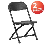 2 Pk. Kids Black Plastic Folding Chair, 2-Y-KID-BK-GG