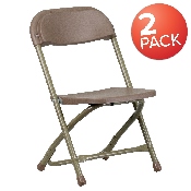 2 Pk. Kids Brown Plastic Folding Chair, 2-Y-KID-BN-GG