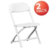 2 Pk. Kids White Plastic Folding Chair, 2-Y-KID-WH-GG