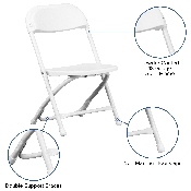 2 Pk. Kids White Plastic Folding Chair, 2-Y-KID-WH-GG