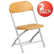 2 Pk. Kids Yellow Plastic Folding Chair, 2-Y-KID-YL-GG
