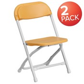 2 Pk. Kids Yellow Plastic Folding Chair, 2-Y-KID-YL-GG