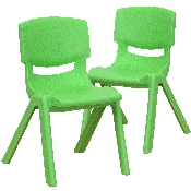 2 Pack Green Plastic Stackable School Chair with 12
