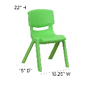 2 Pack Green Plastic Stackable School Chair with 12" Seat Height, 2-YU-YCX-001-GREEN-GG