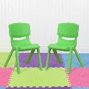 2 Pack Green Plastic Stackable School Chair with 12" Seat Height, 2-YU-YCX-001-GREEN-GG
