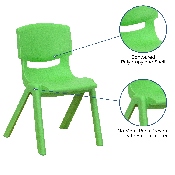2 Pack Green Plastic Stackable School Chair with 12" Seat Height, 2-YU-YCX-001-GREEN-GG