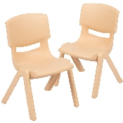 2 Pack Natural Plastic Stackable School Chair with 12