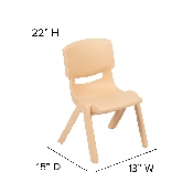 2 Pack Natural Plastic Stackable School Chair with 12" Seat Height, 2-YU-YCX-001-NAT-GG