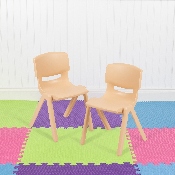 2 Pack Natural Plastic Stackable School Chair with 12" Seat Height, 2-YU-YCX-001-NAT-GG
