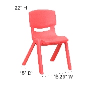 2 Pack Red Plastic Stackable School Chair with 12" Seat Height, 2-YU-YCX-001-RED-GG