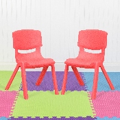 2 Pack Red Plastic Stackable School Chair with 12" Seat Height, 2-YU-YCX-001-RED-GG