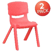 2 Pack Red Plastic Stackable School Chair with 12" Seat Height, 2-YU-YCX-001-RED-GG