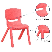 2 Pack Red Plastic Stackable School Chair with 12" Seat Height, 2-YU-YCX-001-RED-GG