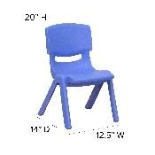 2 Pack Blue Plastic Stackable School Chair with 10.5'' Seat Height, 2-YU-YCX-003-BLUE-GG
