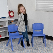 2 Pack Blue Plastic Stackable School Chair with 10.5'' Seat Height, 2-YU-YCX-003-BLUE-GG