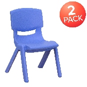2 Pack Blue Plastic Stackable School Chair with 10.5'' Seat Height, 2-YU-YCX-003-BLUE-GG