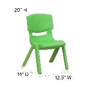2 Pack Green Plastic Stackable School Chair with 10.5'' Seat Height, 2-YU-YCX-003-GREEN-GG