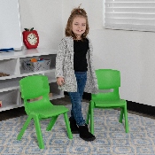 2 Pack Green Plastic Stackable School Chair with 10.5'' Seat Height, 2-YU-YCX-003-GREEN-GG