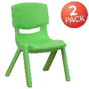 2 Pack Green Plastic Stackable School Chair with 10.5'' Seat Height, 2-YU-YCX-003-GREEN-GG