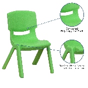 2 Pack Green Plastic Stackable School Chair with 10.5'' Seat Height, 2-YU-YCX-003-GREEN-GG