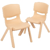 2 Pack Natural Plastic Stackable School Chair with 10.5