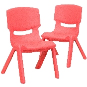 2 Pack Red Plastic Stackable School Chair with 10.5'' Seat Height, 2-YU-YCX-003-RED-GG