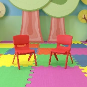 2 Pack Red Plastic Stackable School Chair with 10.5'' Seat Height, 2-YU-YCX-003-RED-GG