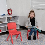 2 Pack Red Plastic Stackable School Chair with 10.5'' Seat Height, 2-YU-YCX-003-RED-GG