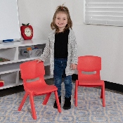 2 Pack Red Plastic Stackable School Chair with 10.5'' Seat Height, 2-YU-YCX-003-RED-GG