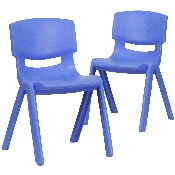 2 Pack Blue Plastic Stackable School Chair with 13.25
