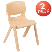 2 Pack Natural Plastic Stackable School Chair with 13.25" Seat Height, 2-YU-YCX-004-NAT-GG