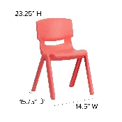 2 Pack Red Plastic Stackable School Chair with 13.25" Seat Height, 2-YU-YCX-004-RED-GG