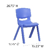 2 Pack Blue Plastic Stackable School Chair with 15.5" Seat Height, 2-YU-YCX-005-BLUE-GG