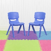 2 Pack Blue Plastic Stackable School Chair with 15.5" Seat Height, 2-YU-YCX-005-BLUE-GG