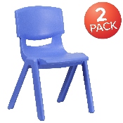 2 Pack Blue Plastic Stackable School Chair with 15.5" Seat Height, 2-YU-YCX-005-BLUE-GG